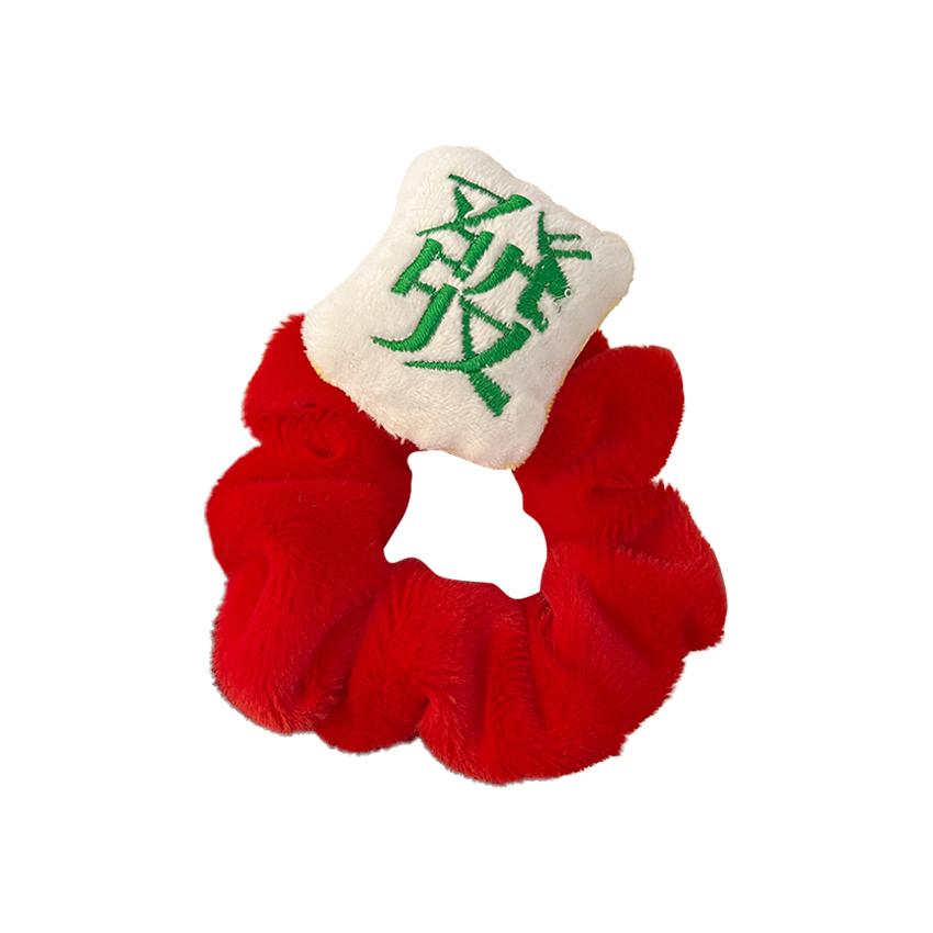 中发白头饰新年红头绳麻将大肠发圈发绳2021新款皮筋扎头过年发饰