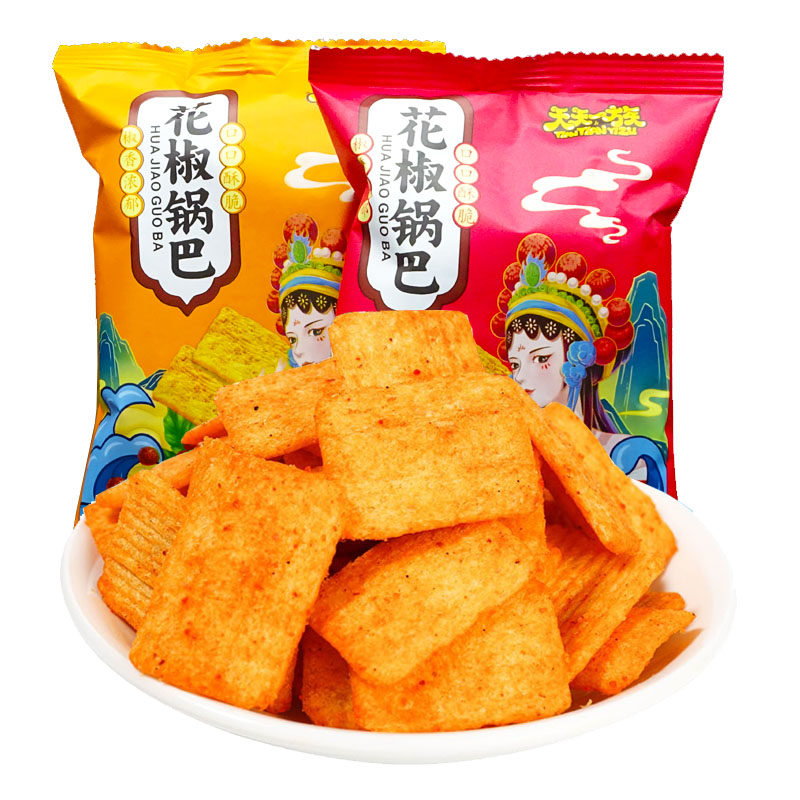 锅巴天天一族花椒60包网红膨化糯米办公追剧膨化食品