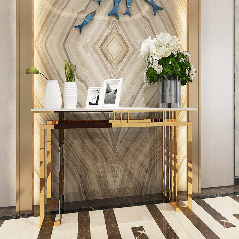 玄关新中式大堂入户景台悬端靠墙走廊桌子酒店玄关台