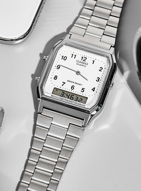 卡西欧aq230复古小方块小银表手表