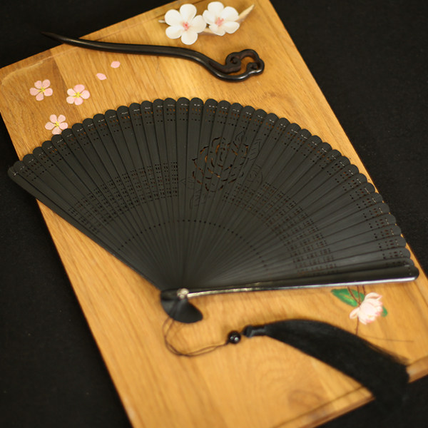 吉善5寸女扇日式和风江户日本和服扇子镂空扇子
