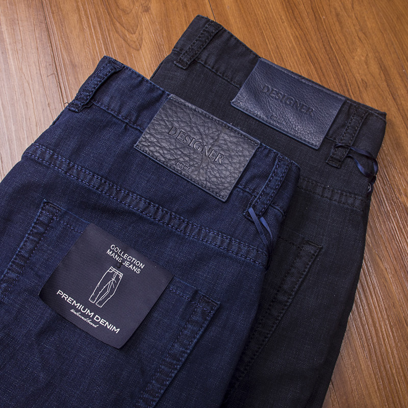 欧洲站男士高端进口牛仔裤商务直筒坠感阔腿宽松牛仔裤