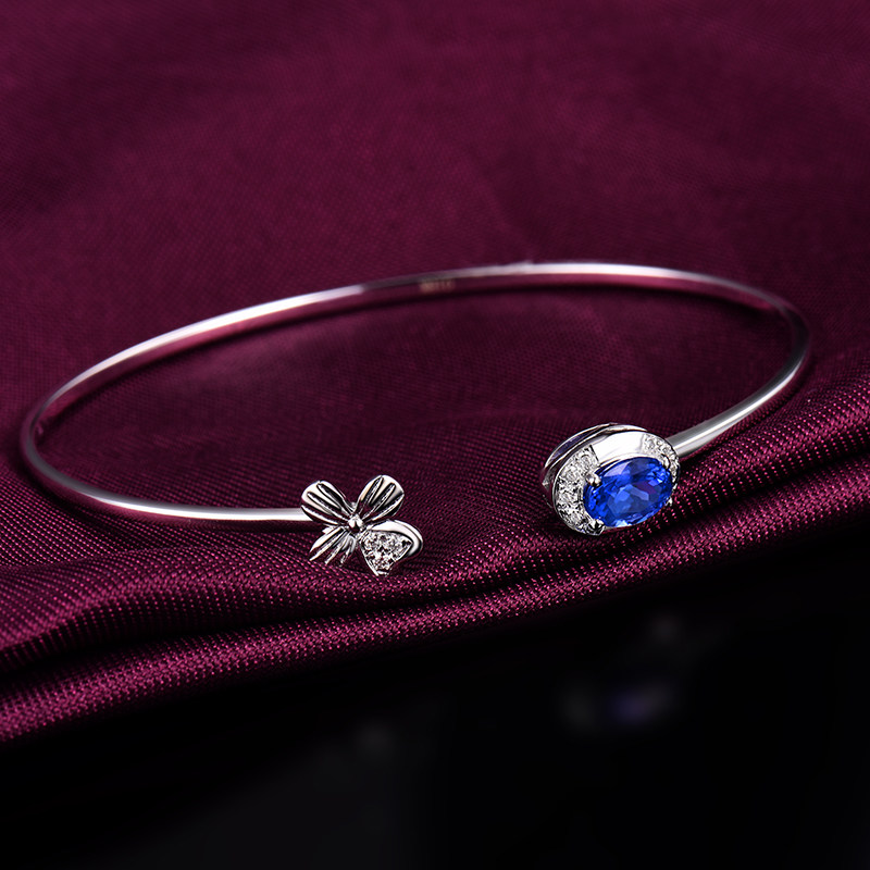 永思珠宝手镯彩宝宝石彩色钻石12分石手镯1克拉坦桑手饰