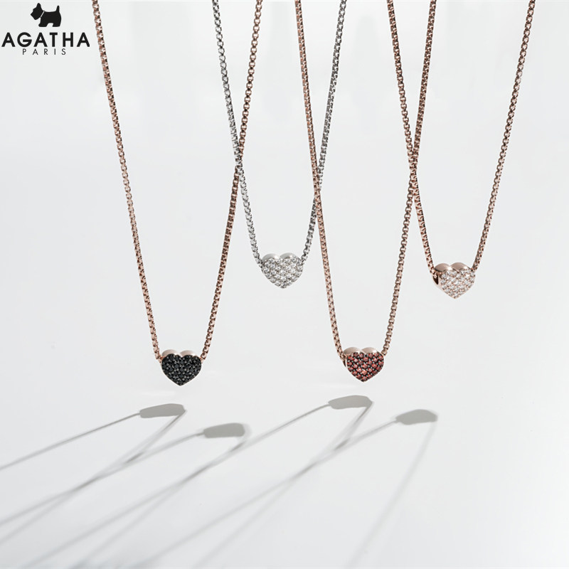 吊坠链女锁骨气质简约项链爱心七夕新款agatha项链