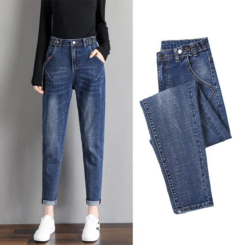 宽松哈伦牛仔裤女高腰2022年春装新款2021直筒秋冬女士老爹裤子女