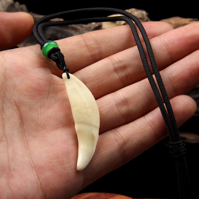5-4.6cm男士项链吊坠狼牙真黑狗牙藏獒牙齿女情侣饰品