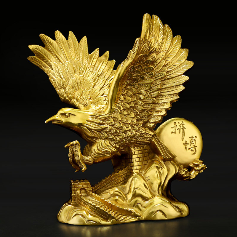 纯铜大展宏图老鹰摆件事业办公室桌面摆设开业送礼摆件