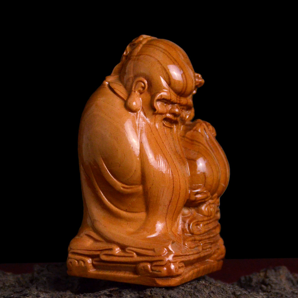 桃木木雕摆件祝寿礼品手把工艺品送桃寿星佛像摆件