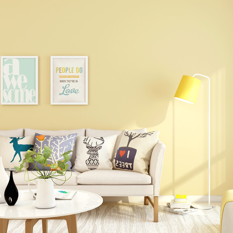 奶黄淡黄暖黄鹅黄米黄浅黄浅黄色色系壁纸纯色无纺布墙纸