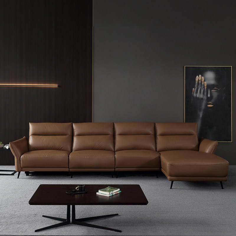 简约现代功能性转角真皮沙发北欧ins家用客厅新款皮艺沙发