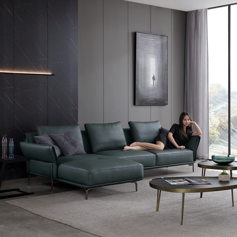 意式极简皮艺沙发北欧风格客厅家用皮艺沙发
