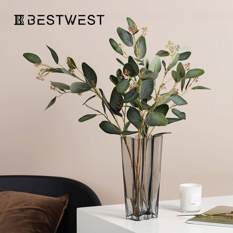 尤加利花艺摆设花瓶插花叶子餐桌装饰品假花叶仿真仿真花