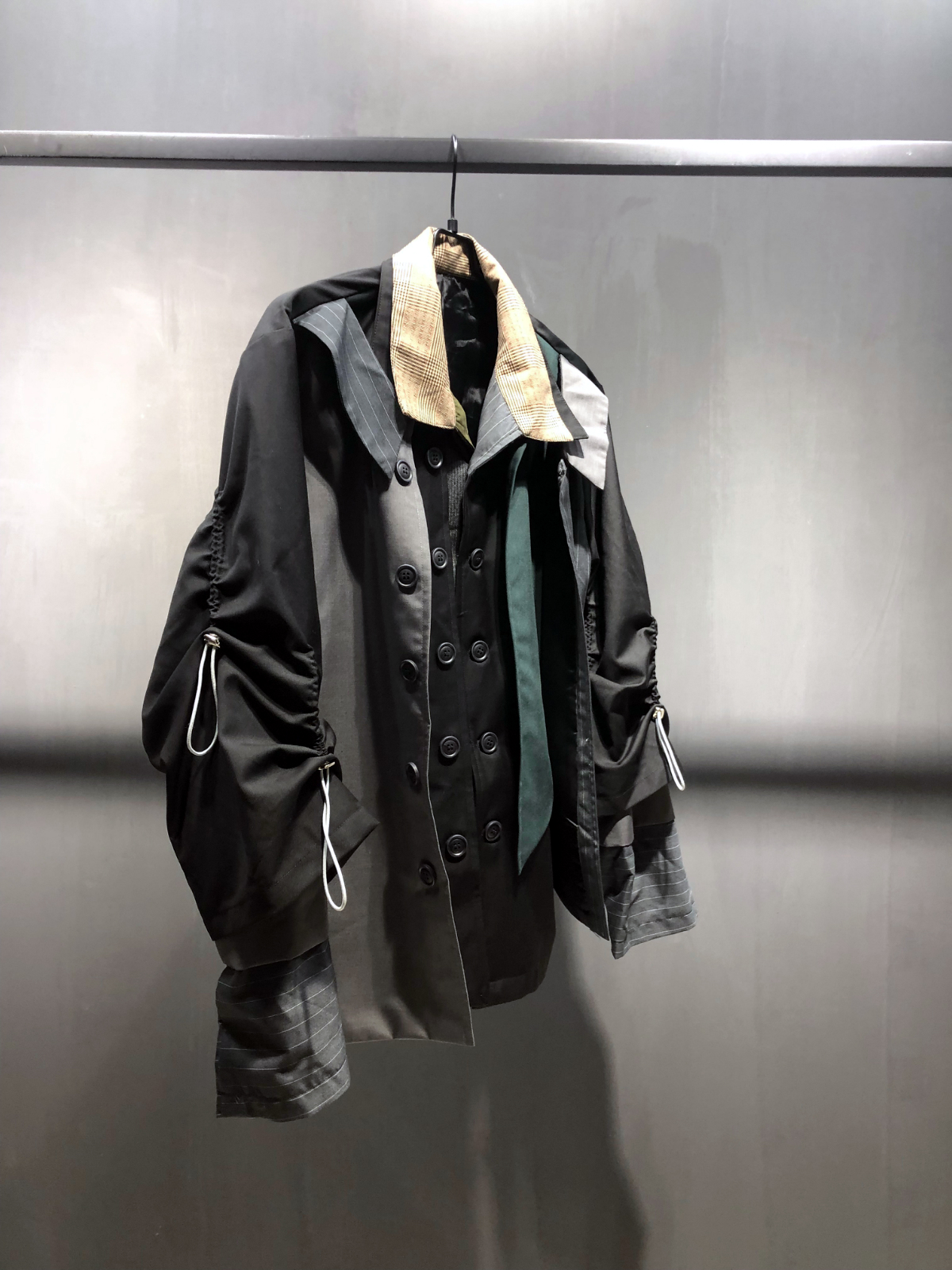 重磅3件套二次改造拼接撞色夹克外套加厚 宽松 抽绳绑带 男女情侣