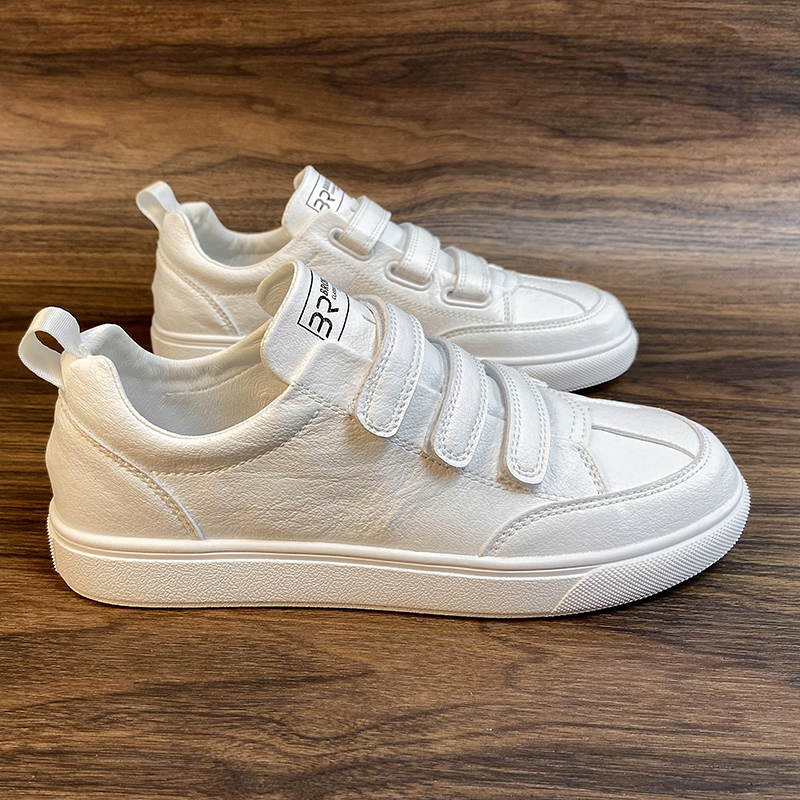 男鞋冬季2021年新款潮秋冬款休闲男士鞋子白色魔术贴懒人小白鞋男