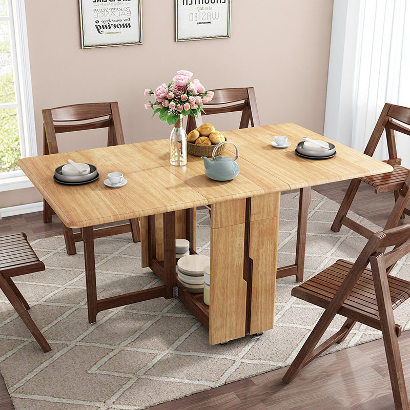 北欧可伸缩折叠餐桌椅组合现代简约小户型省空间家用饭桌子