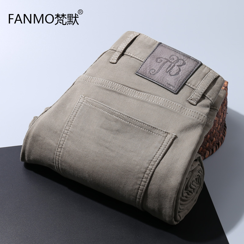 22秋冬厚款牛仔裤男士柔软舒适合体直筒斜纹弹力纯棉休闲牛仔长裤