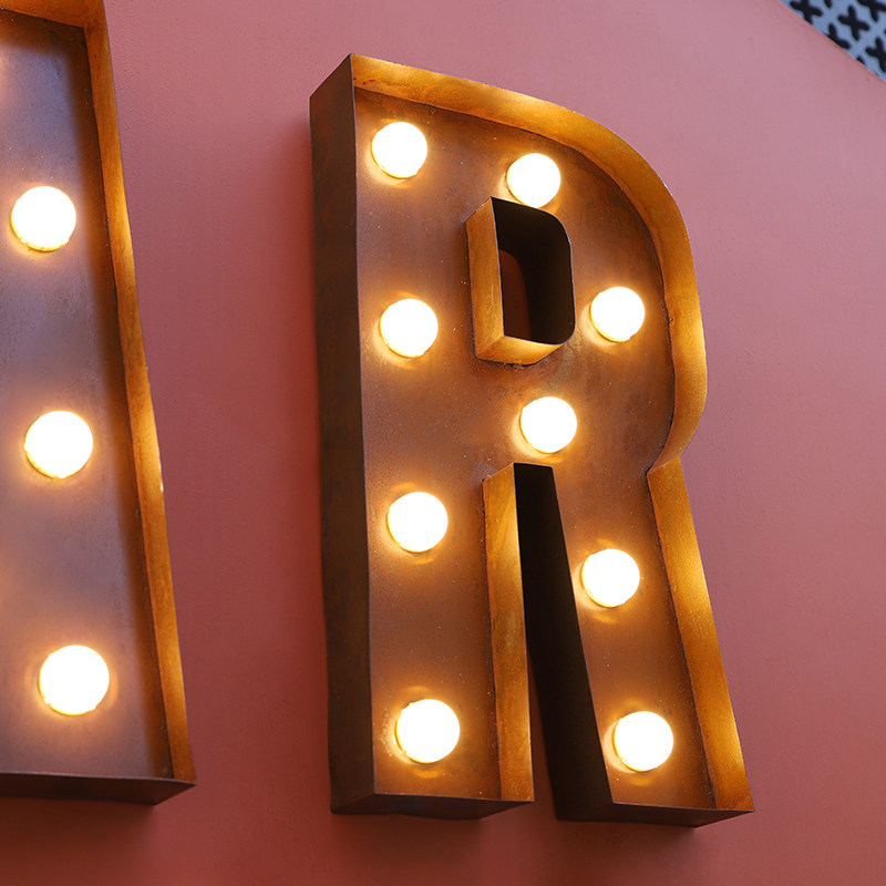 酒吧网咖民宿灯箱复古铁锈招牌广告牌门头灯泡广告牌