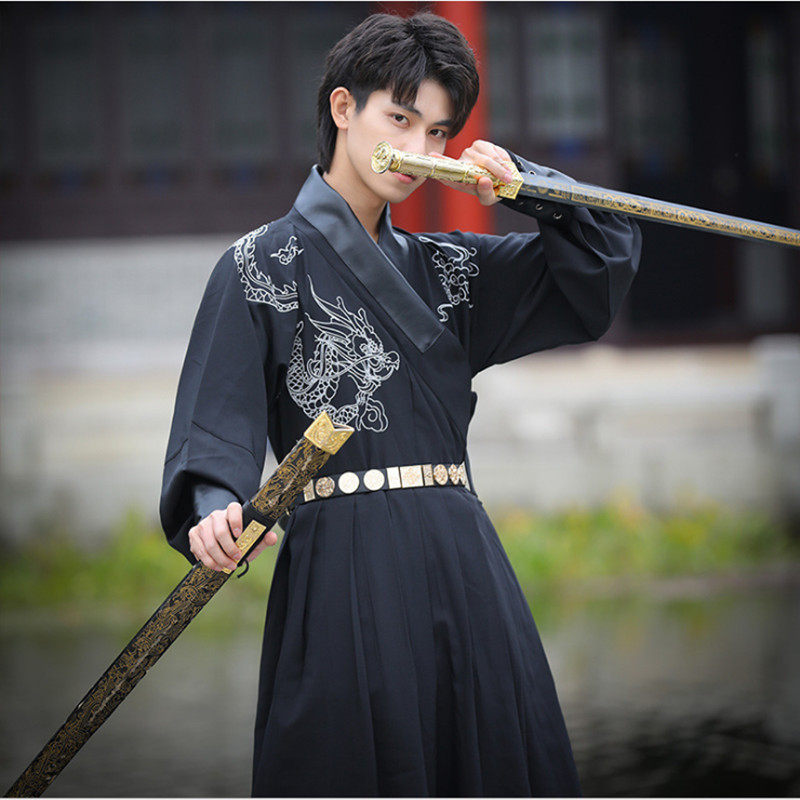 明制汉服男飞鱼民族风中国龙武侠蟒袍交领直袖霸气民族服装