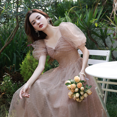 小众中长款高定生日小礼裙名媛轻高端蓬蓬小个子夏季礼服