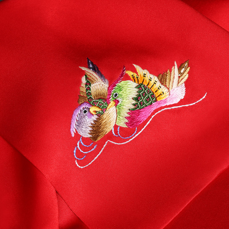 苏绣手帕真丝手工刺绣双层桑蚕丝缎面鸳鸯绣花苏州丝绸特色礼品