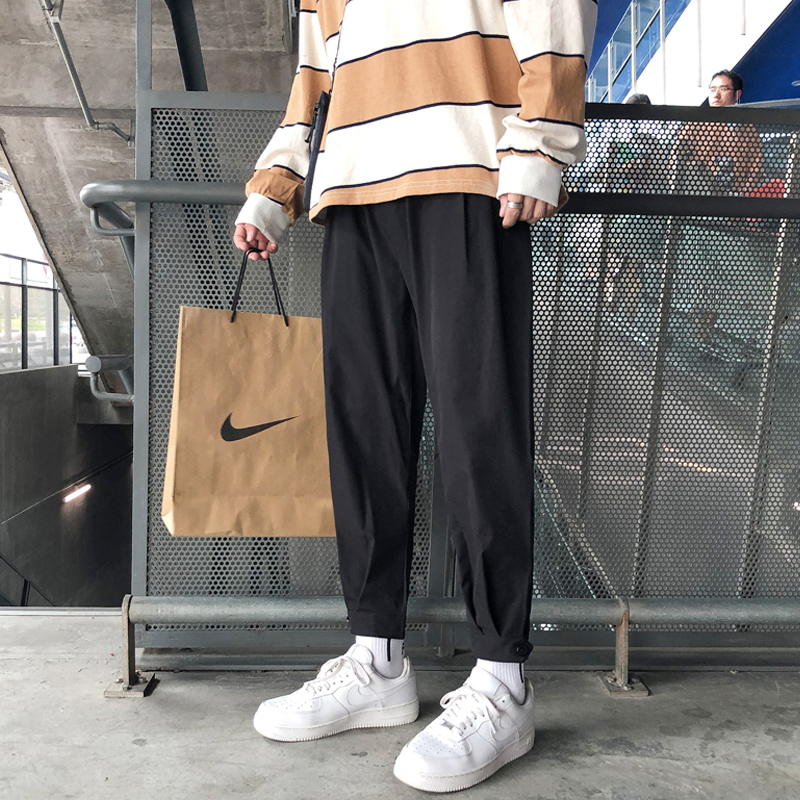 冬季款裤子男哈伦裤秋冬束脚裤宽松百搭小脚裤休闲运动裤加绒长裤