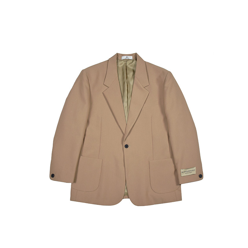 白鹤大人纯色标签西装男士2021开春vintage西服西服