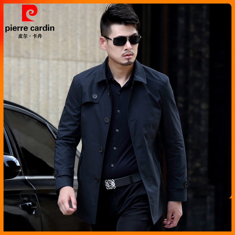 皮尔卡丹风衣男短款翻领春秋季潮流中年商务休闲男士外套英伦风薄