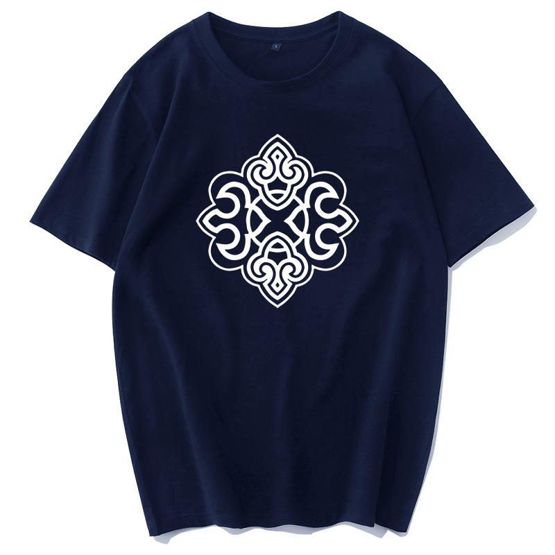 蒙古族mongolia蒙古元素花纹民族风短袖恤男纯棉半袖t恤
