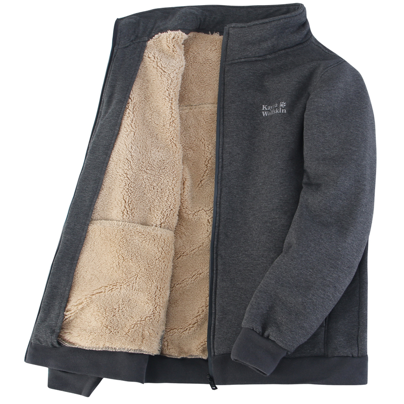 加绒加厚羊羔绒毛外套男士抓绒卫衣连帽中老年人爸爸棉衣棉袄冬季