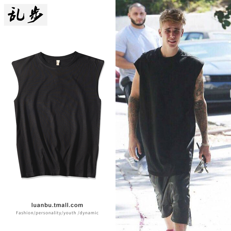 欧美男士无袖t恤纯棉坎肩运动背心夏季新品健身休闲宽肩背心汗衫