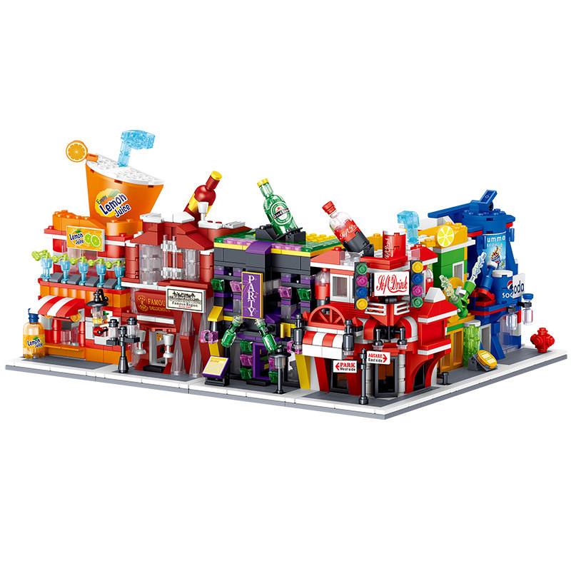 哲高积木迷你街景城市系列儿童拼装益智力动脑玩具男孩子女孩礼物