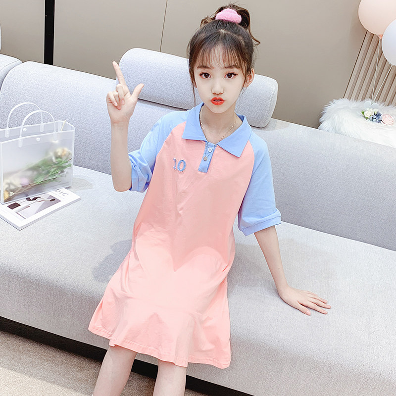 女童公主洋气网红女孩小学生8岁夏装连衣裙裙子连衣裙