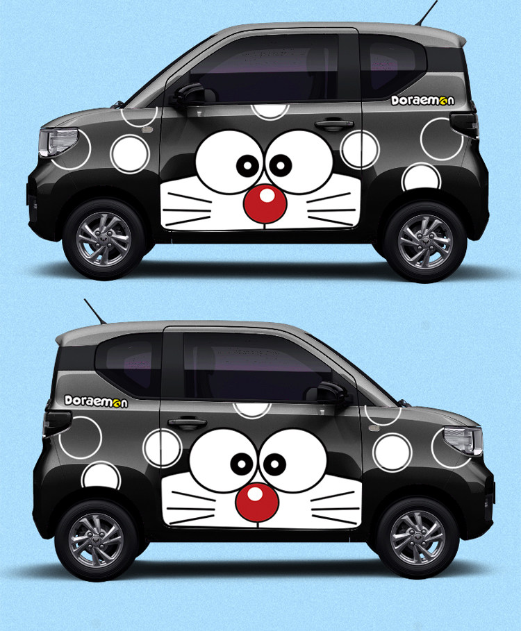 五菱宏光miniev汽车贴纸卡通哆啦机器猫汽车装饰贴