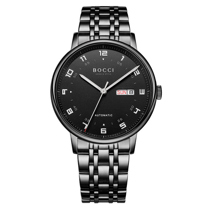 宝驰手表男士运动型机械表全自动防水时尚夜光钢带国产腕表