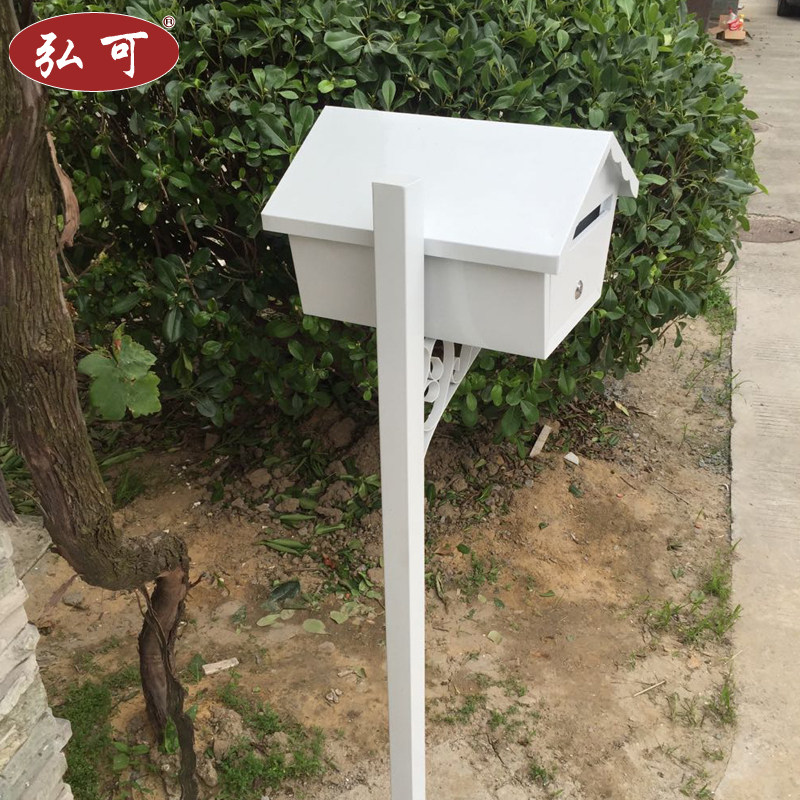 欧式铁皮信箱室外防雨落地摆件邮筒邮箱红色带锁可印字信报箱甩卖