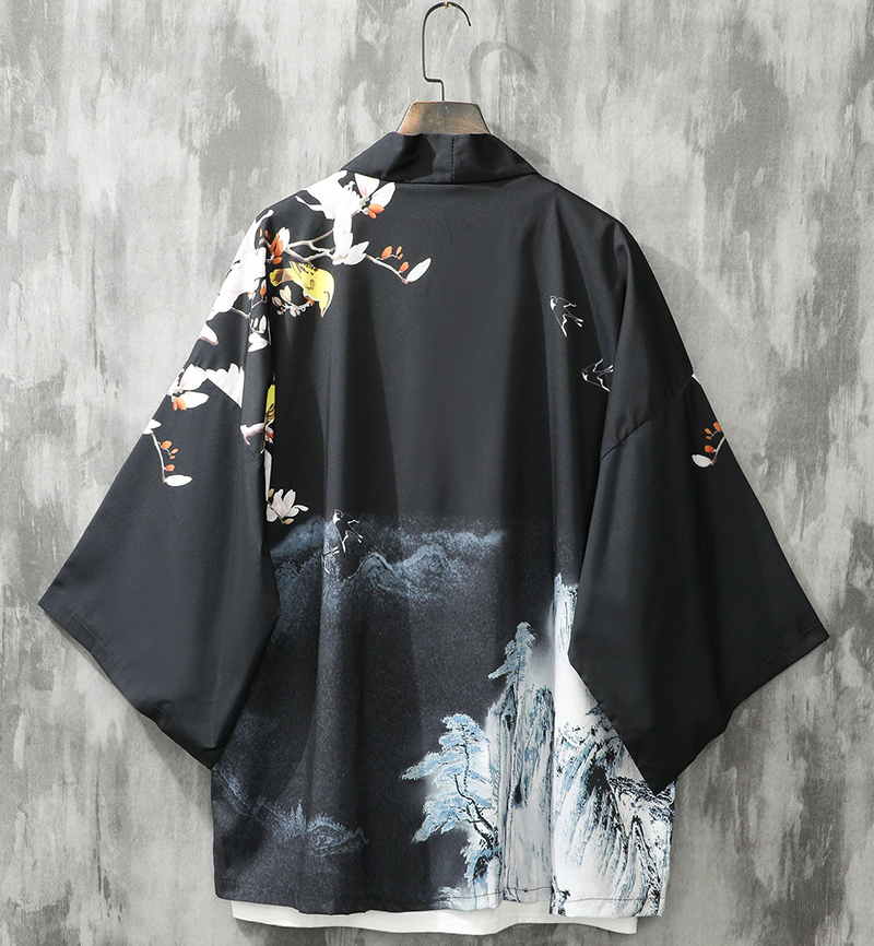 夏季七分袖衬衫男羽织中国风男装古风仙气汉服道袍薄款防晒衣外套