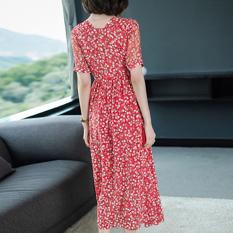 重磅蚕丝妈妈腰显点收桑蚕真丝杭州大牌高档连衣裙
