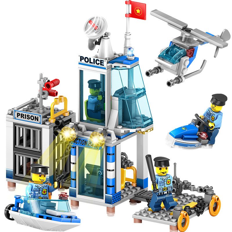 儿童8岁男孩子乐高立体拼图警察局积木组装动脑塑料积木