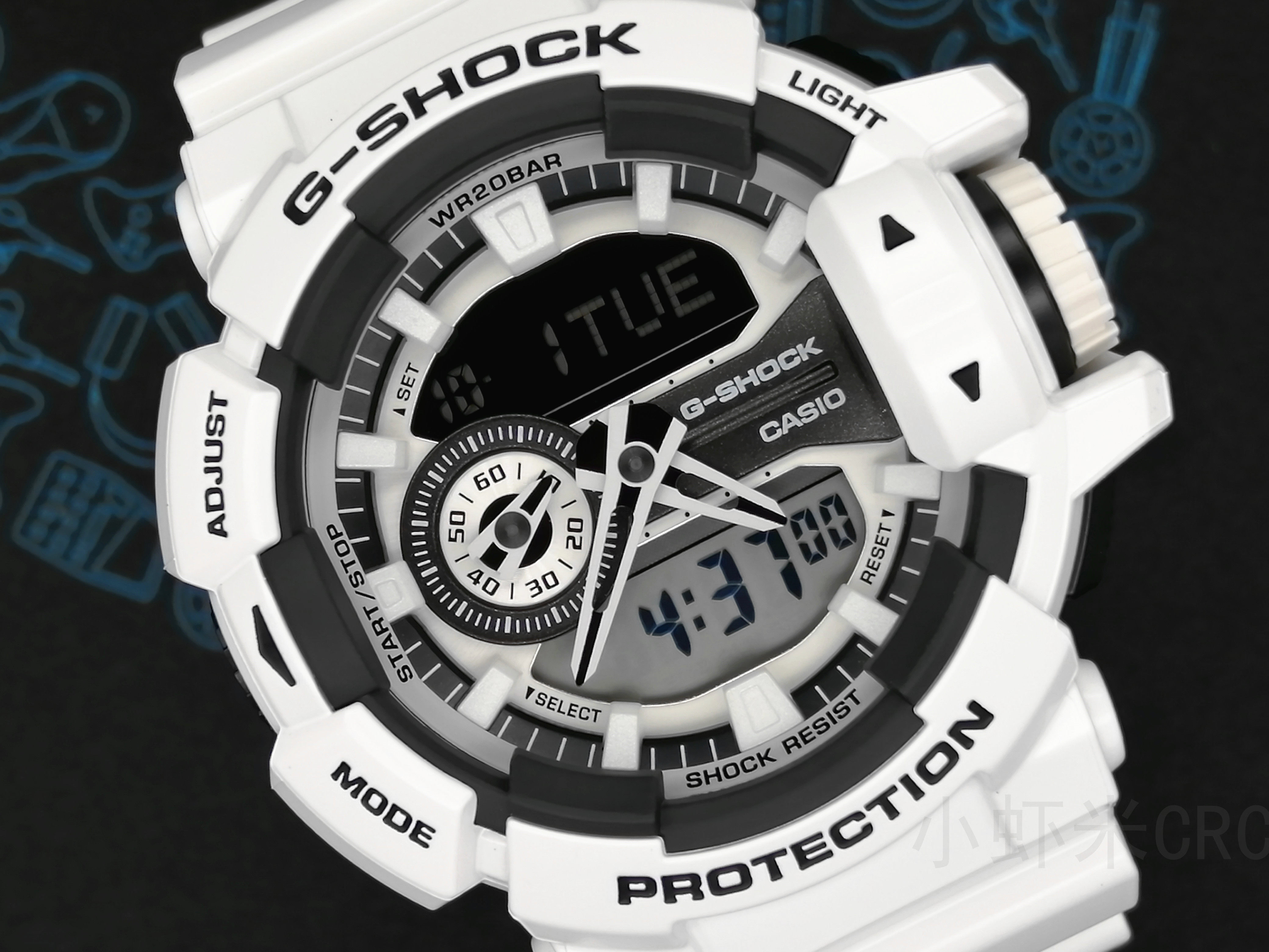 卡西欧g-shock白武士白色手表ga-400-7a700-7a110mw110gw-7a日韩腕表