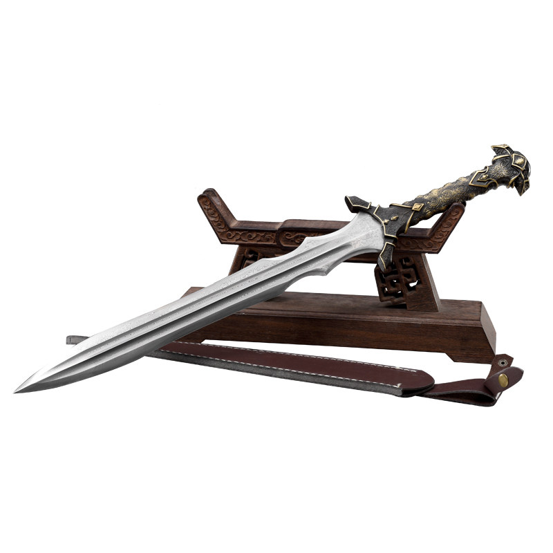 龙泉拙匠宝剑一体刀剑送礼防身冷兵器花纹钢劈月刀剑