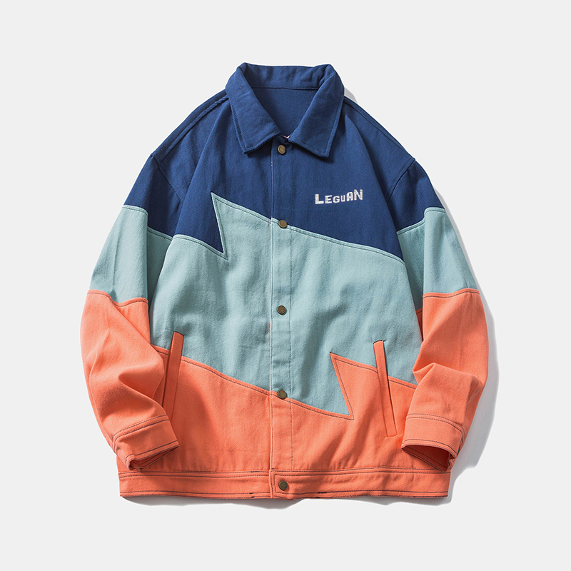 神仙配色我太爱啦！美式潮牌拼色工装夹克男潮流ins拼接撞色外套