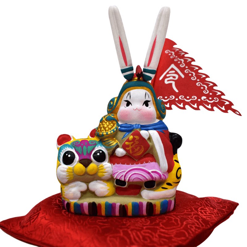 吉兔坊兔爷中秋礼品老北京传统特色手工艺品彩绘兔儿爷家居饰摆件