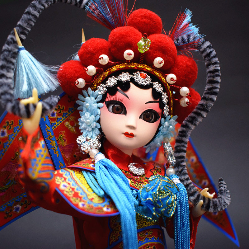 京剧娃娃宫廷绢人人偶摆件传统纪念中国国风脸谱