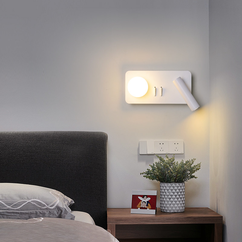 壁灯床头阅读开关创意简北欧卧室墙灯简约现代壁灯