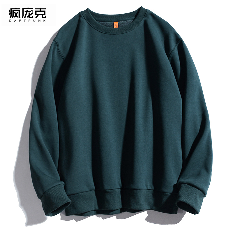 卫衣男秋冬加绒款无帽潮ins宽松潮流港风圆领春秋季情侣套头外套