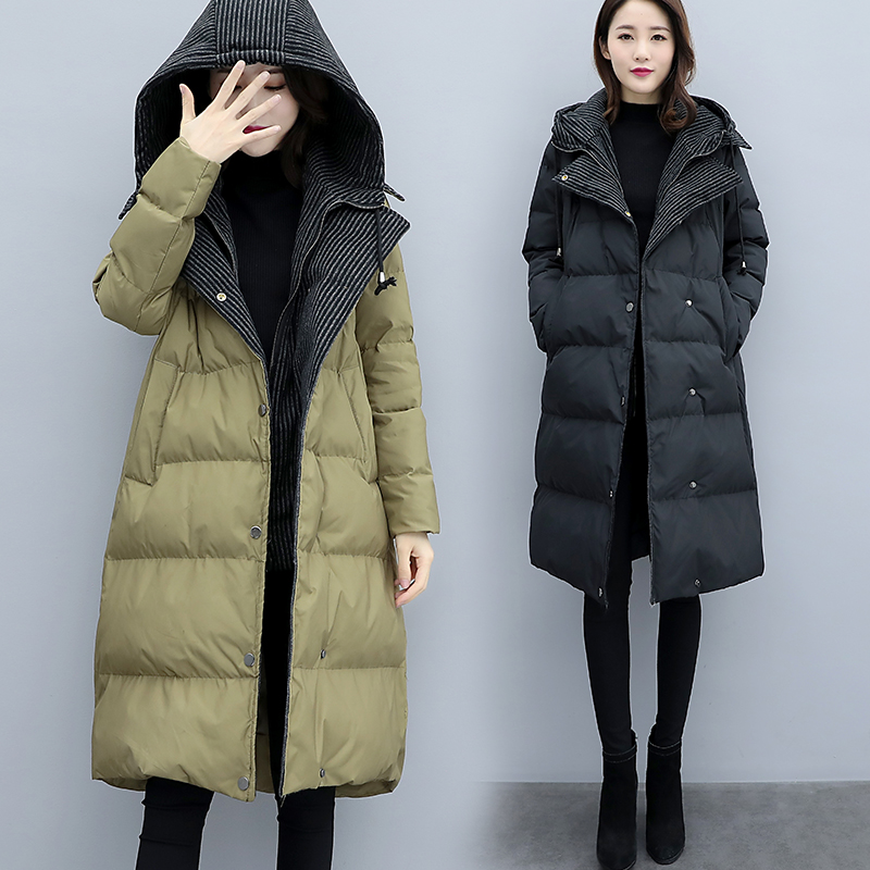 2021冬季新款棉衣女韩版宽松休闲显瘦棉服时尚中长款洋气外套连帽