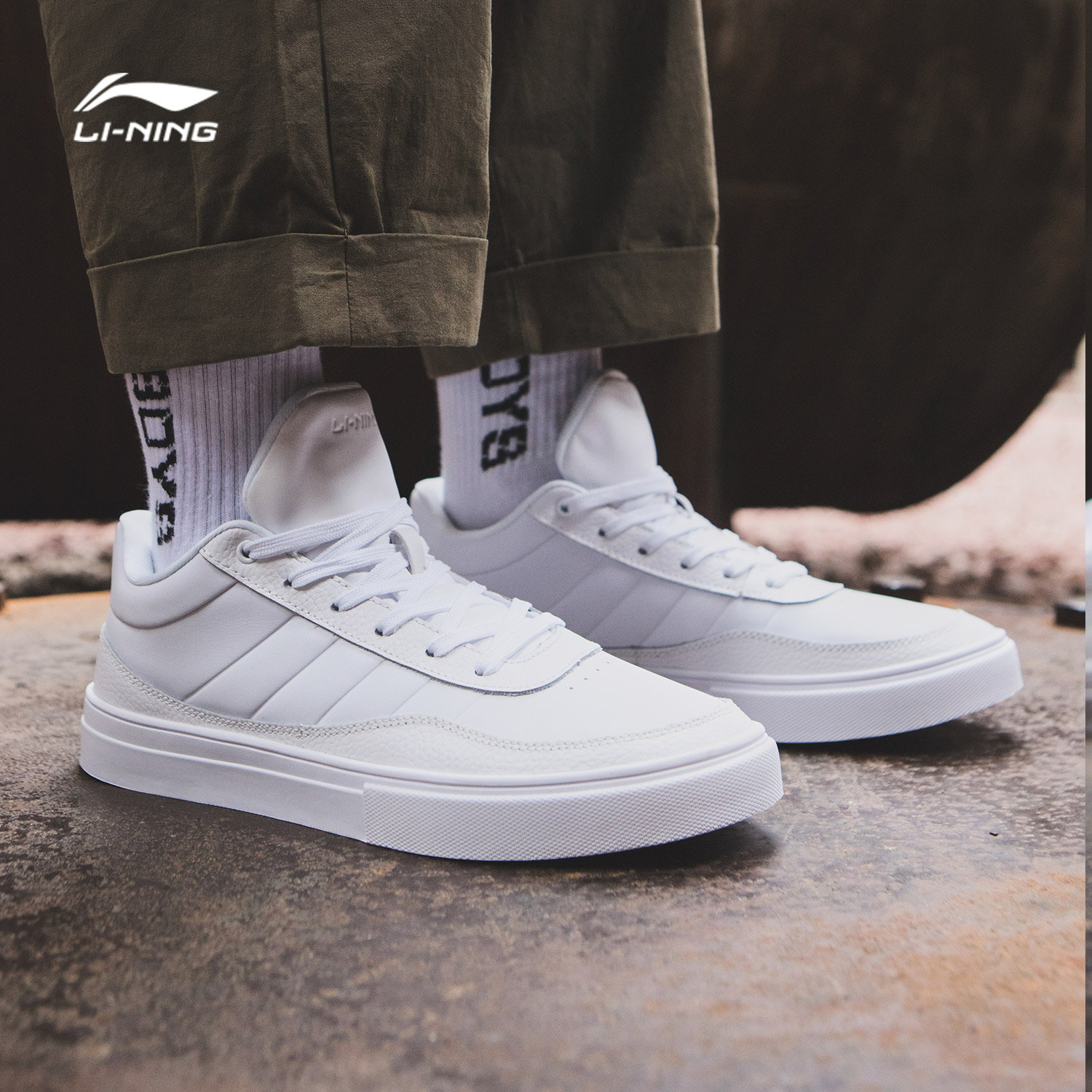 李宁男鞋新款高帮白色休闲板鞋时尚百搭冬季悟道2运动鞋agcn285