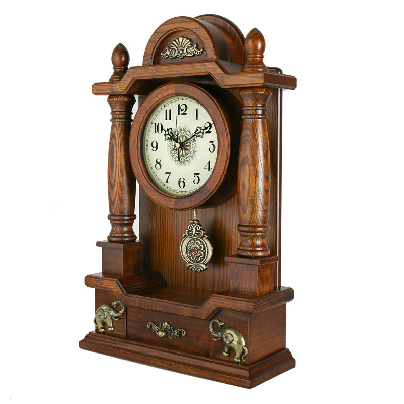 欧式实木座钟 客厅大号仿古台钟 复古装饰钟表摆件 创意家居钟表