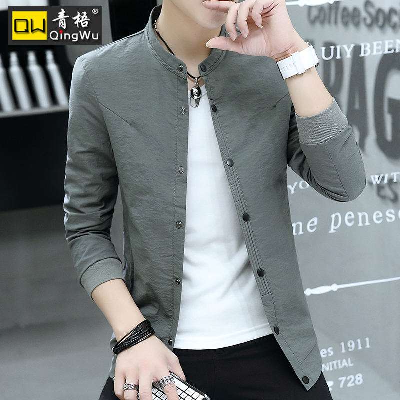 男士外套春秋款韩版潮2022新款立领上衣服男秋季休闲百搭宽松夹克