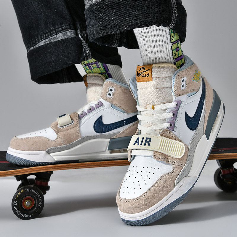 aj312男鞋高帮复古米白莆田纯原正品湖人魔术运动休闲鞋